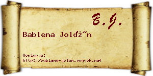 Bablena Jolán névjegykártya